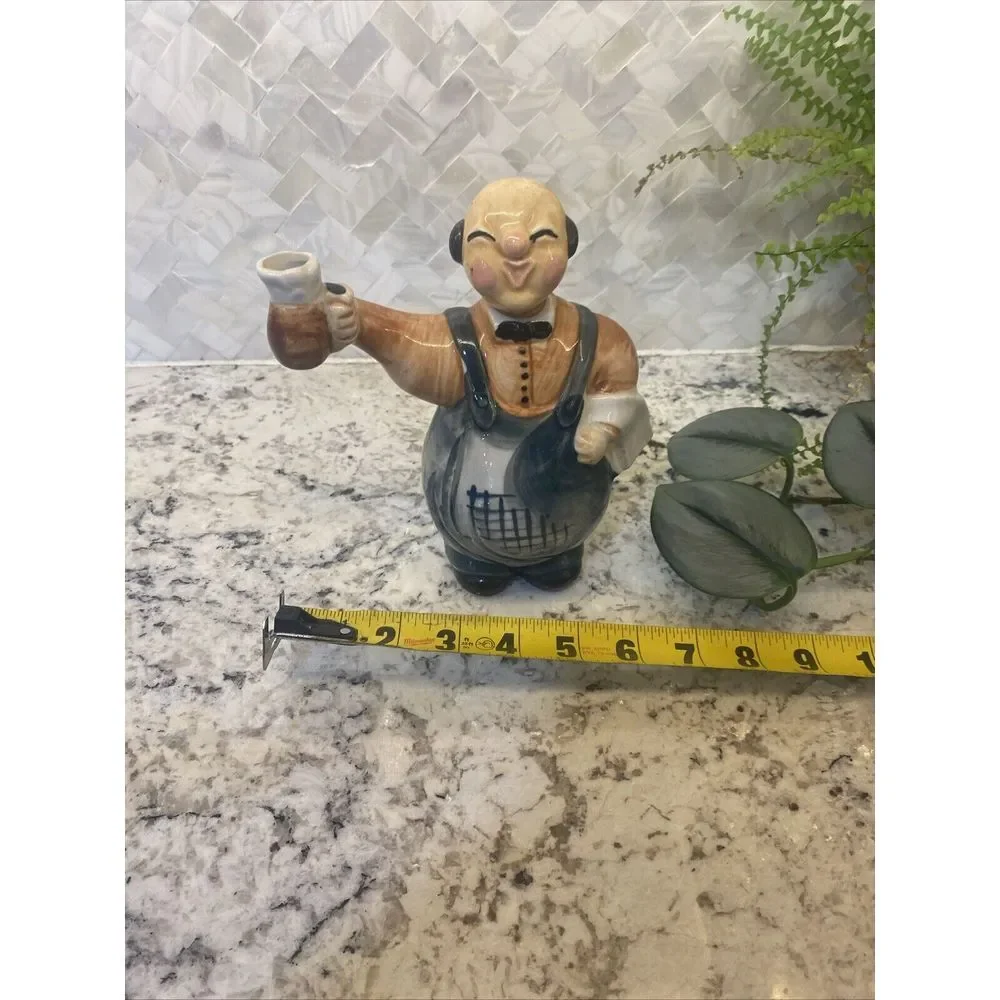 Vintage Ceramic Waiter Holding Pitcher Liquor Wine Decanter Bottle‎ Japan